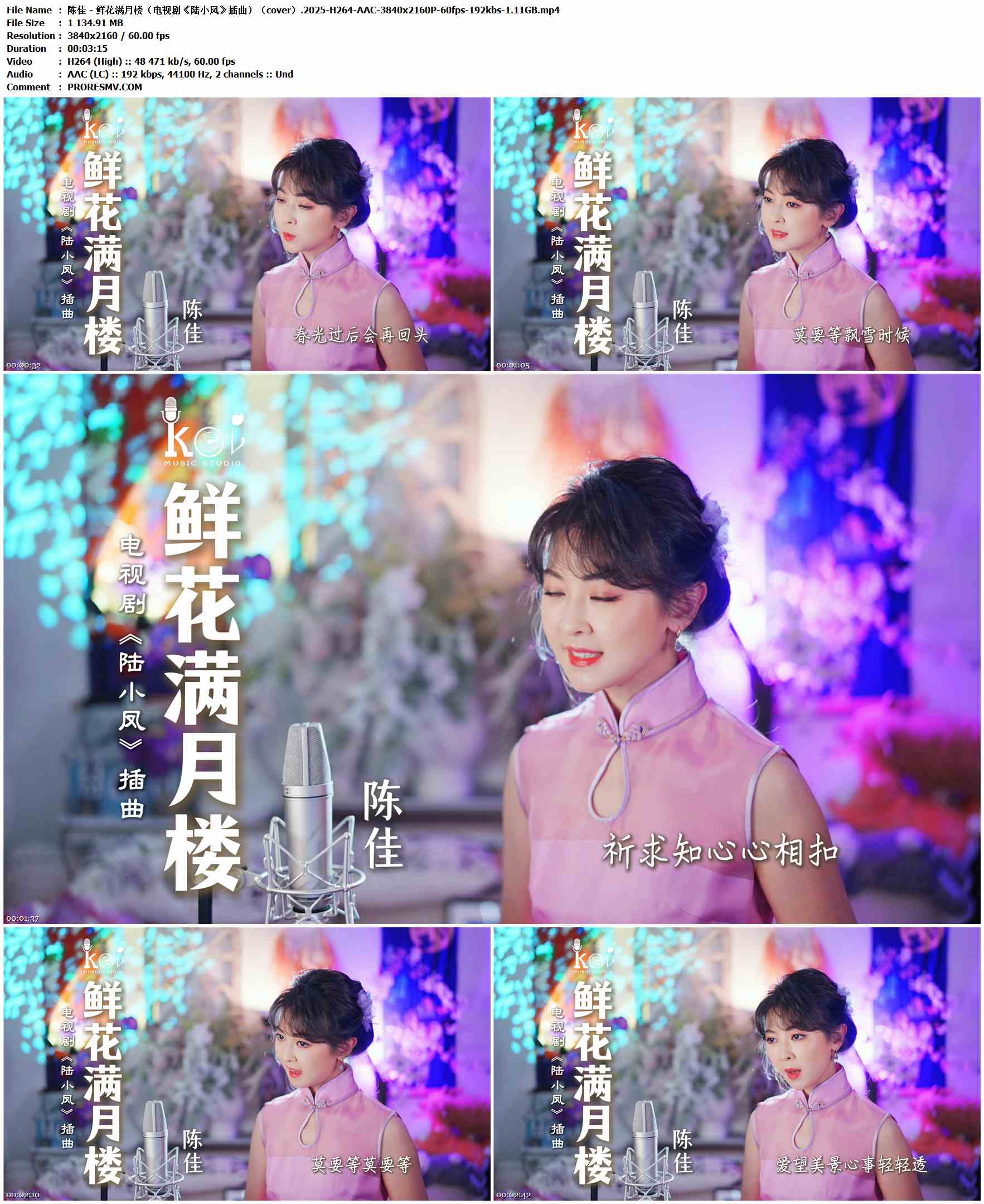 陈佳 - 鲜花满月楼（电视剧《陆小凤》插曲）（cover）.2025-H264-AAC-3840x2160P-60fps-192kbs-1.11GB官方MV_高清MV